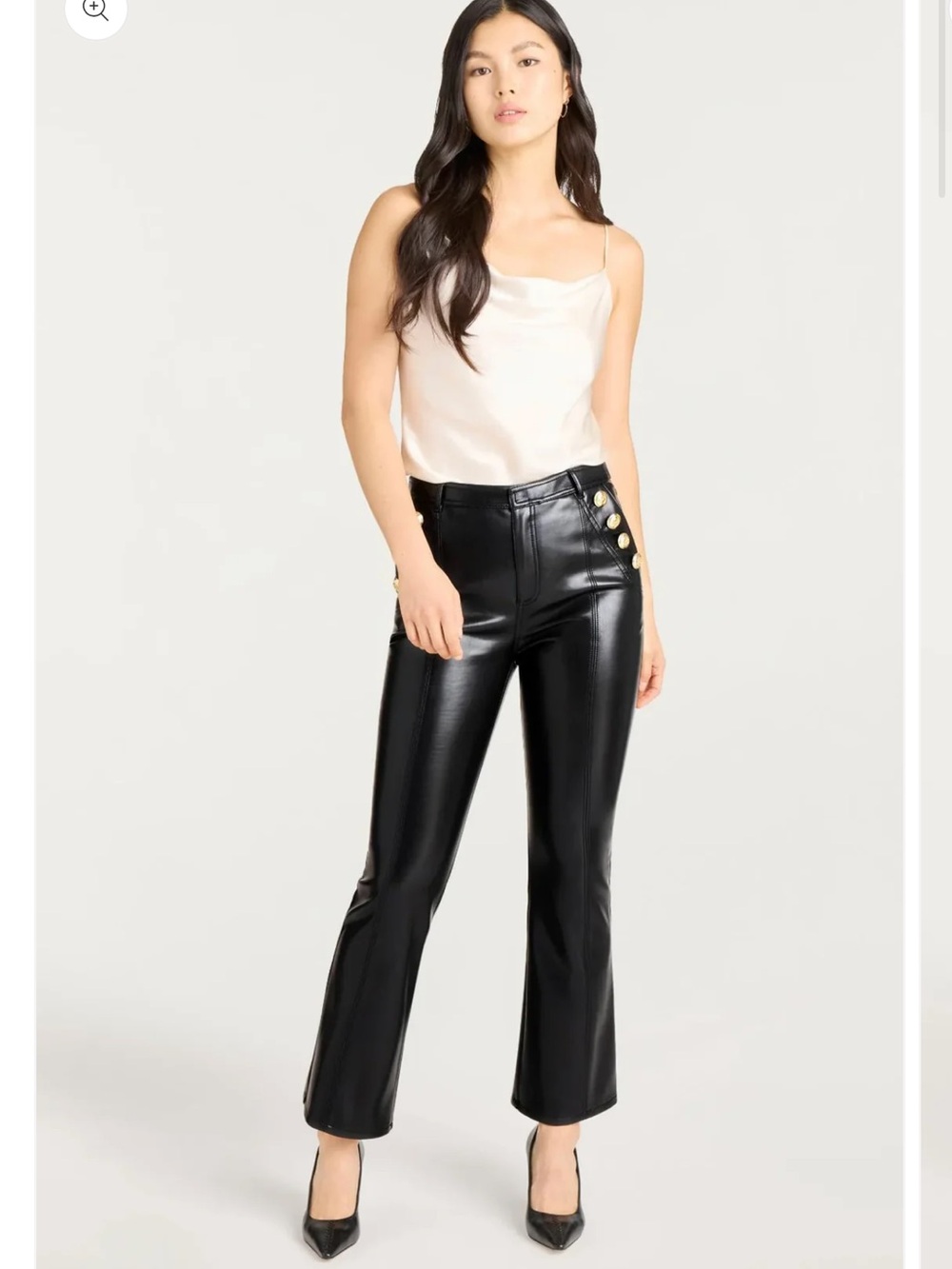 CINQ À SEPT - Vegan Leather Cropped Suzette Pant Black